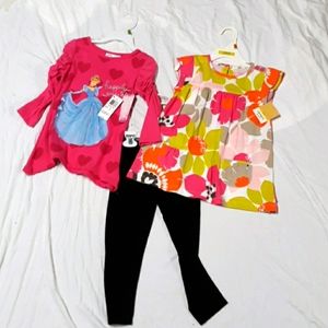 Girls 3T Disney and Carter's tops and leggings